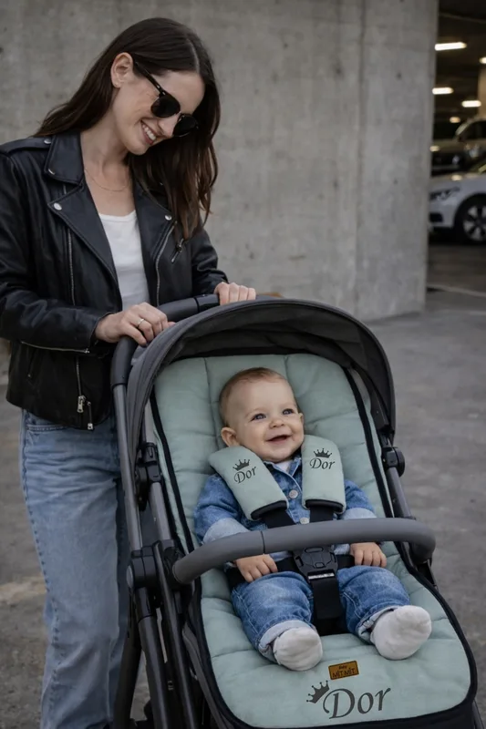 סט ריפודית וחבקים: מתאים לעגלה/לטיולון/לסלקל/לדונה- מנטה